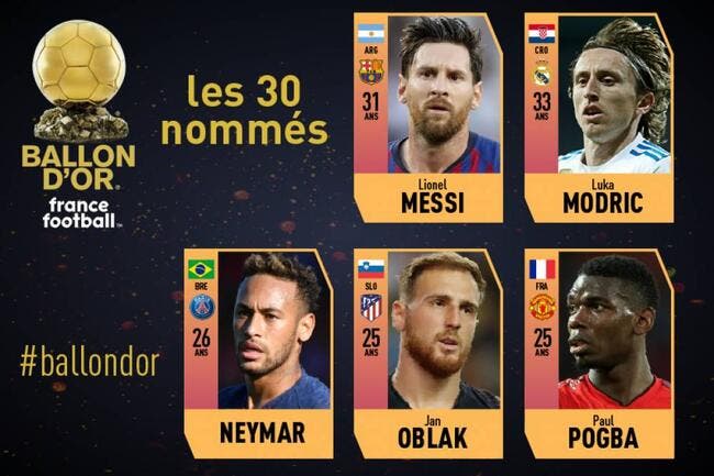 Ballon d'Or : Messi, Modric, Neymar, Pogba qualifiés en finale