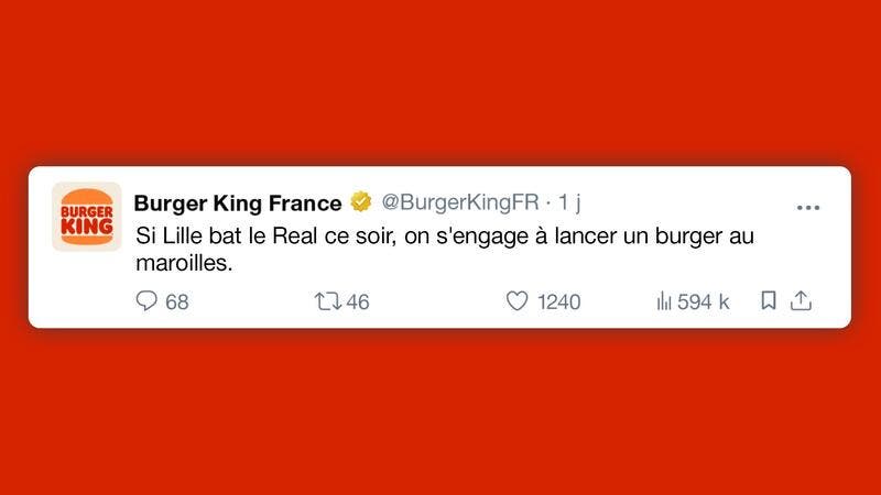 Après Atlético-Lille, Burger King lance LE sondage